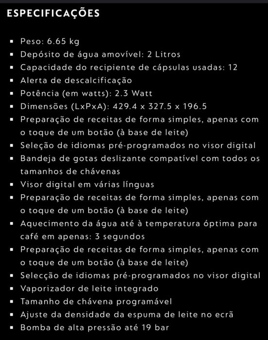 Máquina cafe Creatista Pro Nespresso