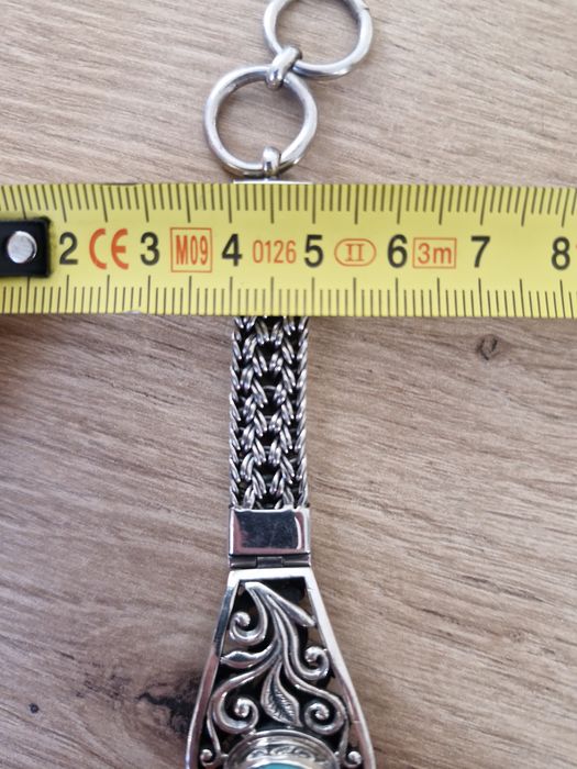 Piękna stara bransoletka srebrna z turkusem