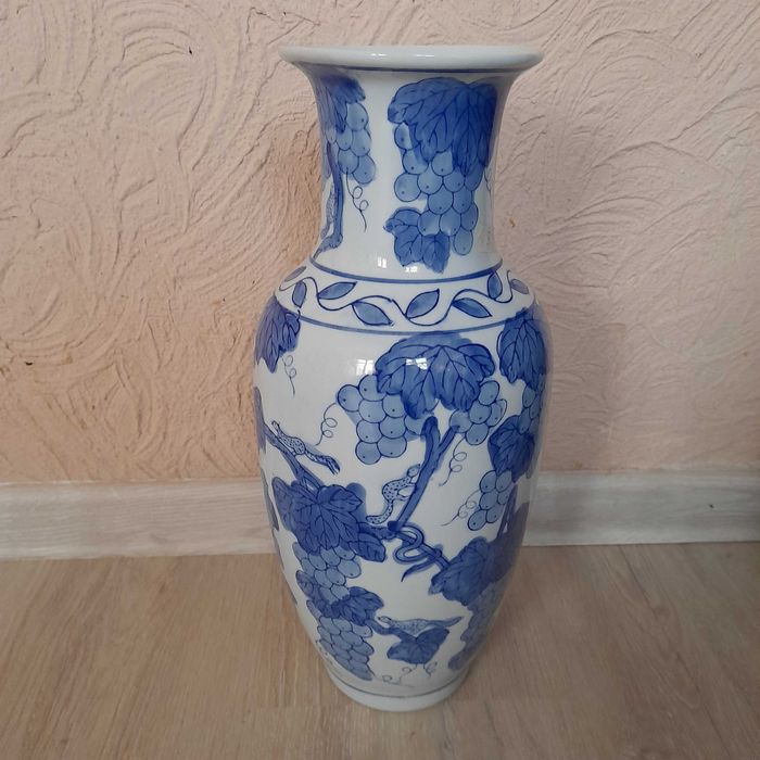 Duży wazon chiński winogrona ręcznie malowany