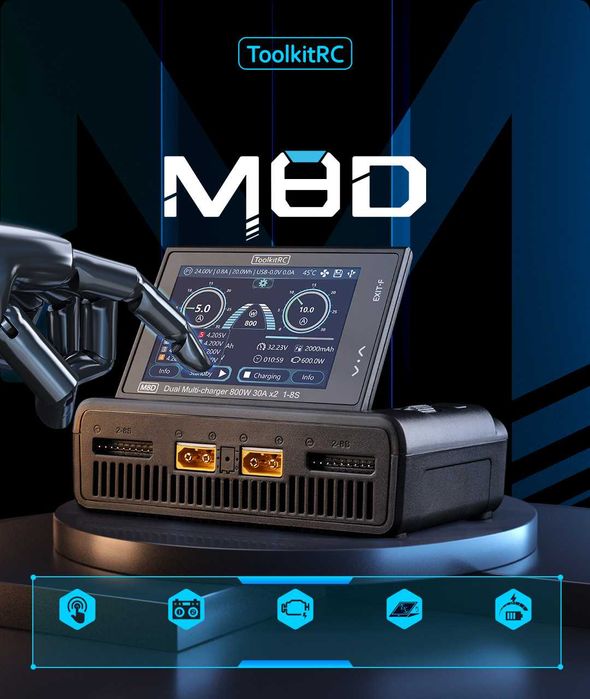 Топовий двопортовий 8S зарядний пристрій для FPV дронів Toolkitrc M8D