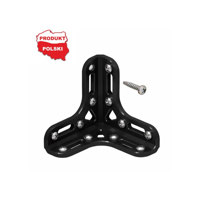 Łącznik kątowy montażowy czarny 20 szt. narożny 50x50x50mm mocny