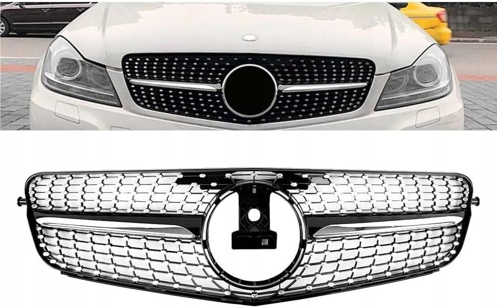 Grill Atrapa Zderzaka Mercedes C class W204 07-10 GT Diamond Piano Black