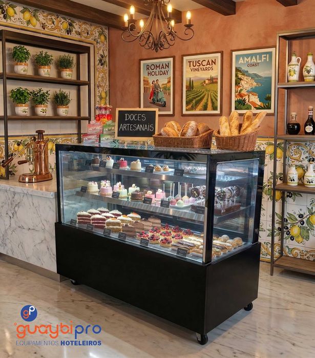 Vitrine Refrigerada Panorâmica Pastelaria/Café - Nova | 90 a 180cm