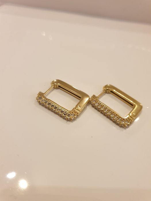 Nowe złote diamentowe kolczyki Aisadi stal chirurgiczna 2,2 cm