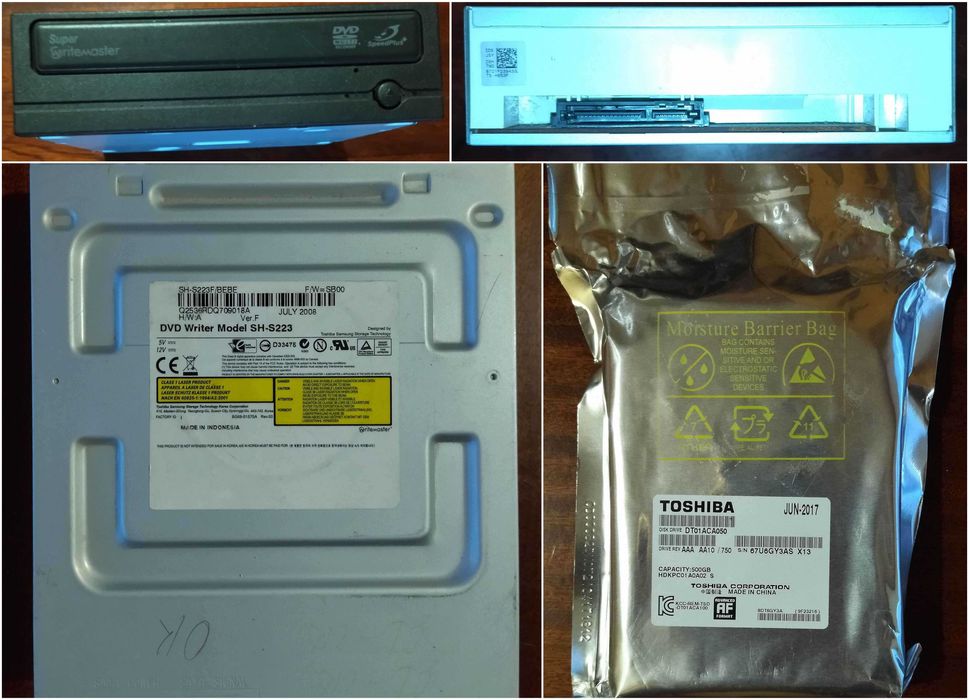 HDD 3,5" 80, 500GB, DVD-RW, Adapter IDE to SATA