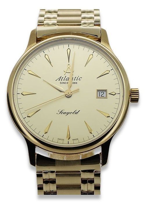 Złoty zegarek Atlantic 14k 585 z bransoletą męski mw003y&mbw006-Poznań