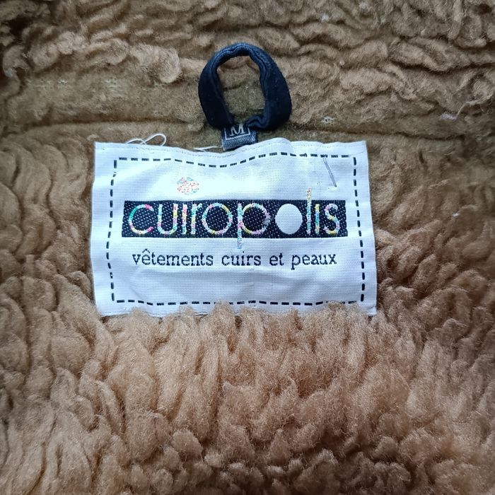 вінтажна куртка-бомбер CUIROPOLIS vintage suede jacket 90-s замшева дублянка шерпа вінтаж винтаж  куртка 90-х western aztec ethno ретро розмір M-L