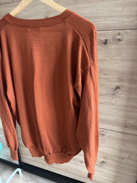 Wełniany sweter kardigan narzutka celglasty ceglany Colourways 42 44