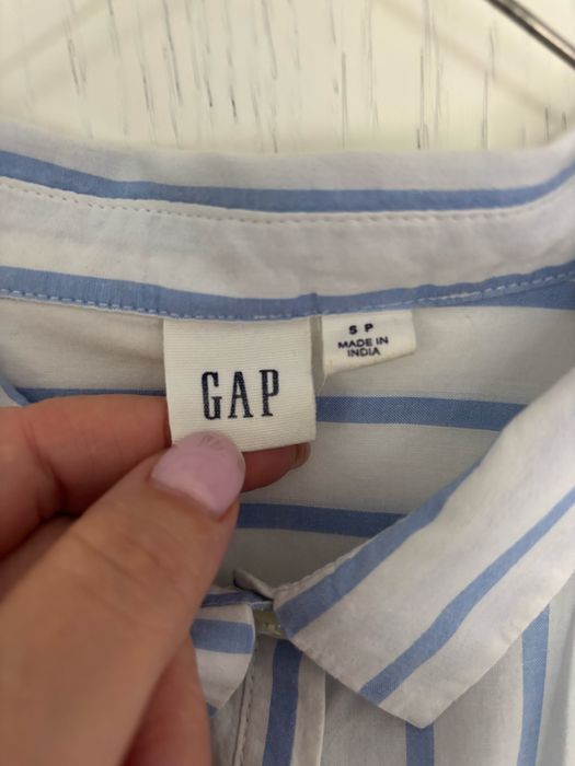 Biala w paski kosxula krotki rekaw gap uniwersalna bawelna
