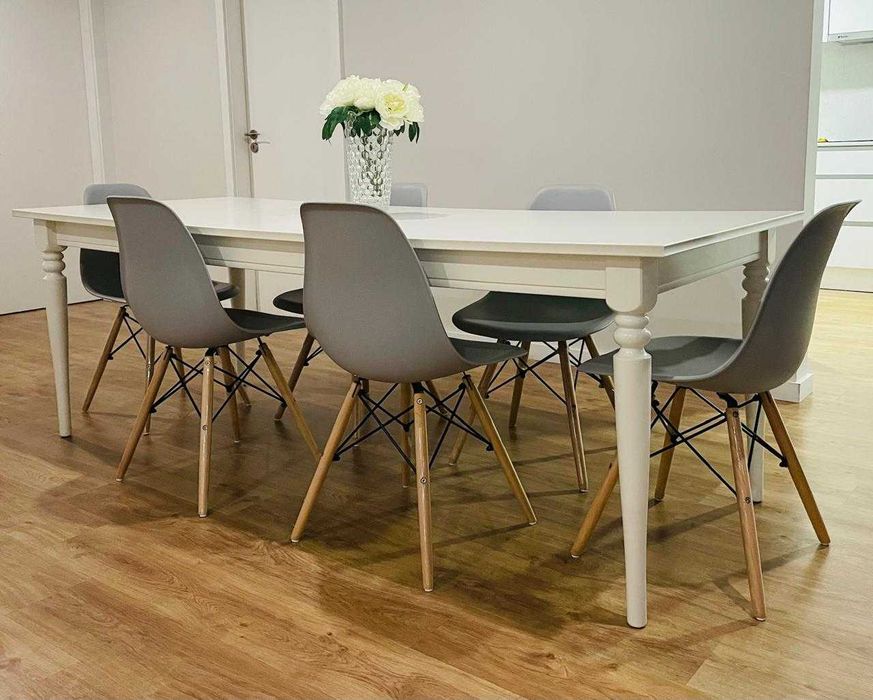 Mesa de Jantar Extensível IKEA ROSENTORP + 6 Cadeiras Modernas