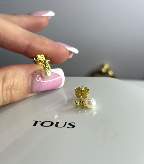 TOUS kolczyki Bold Bear perły srebro 925