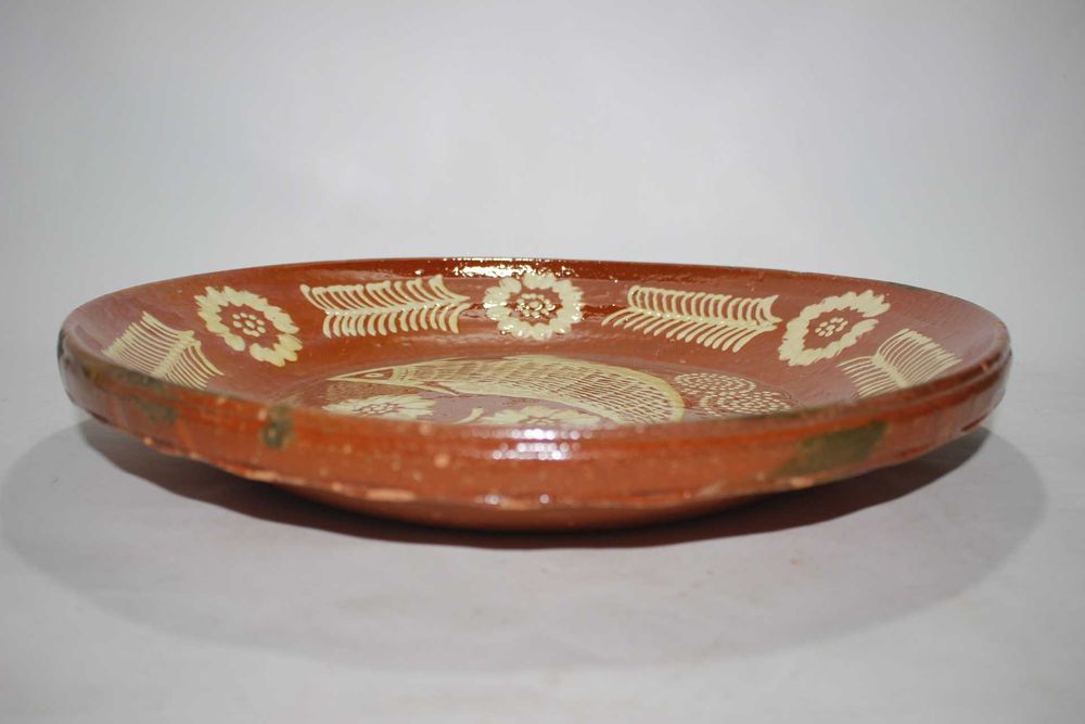 Antigo Prato / Pratão - Peixe e Flores - Barcelos - Pintado á mão