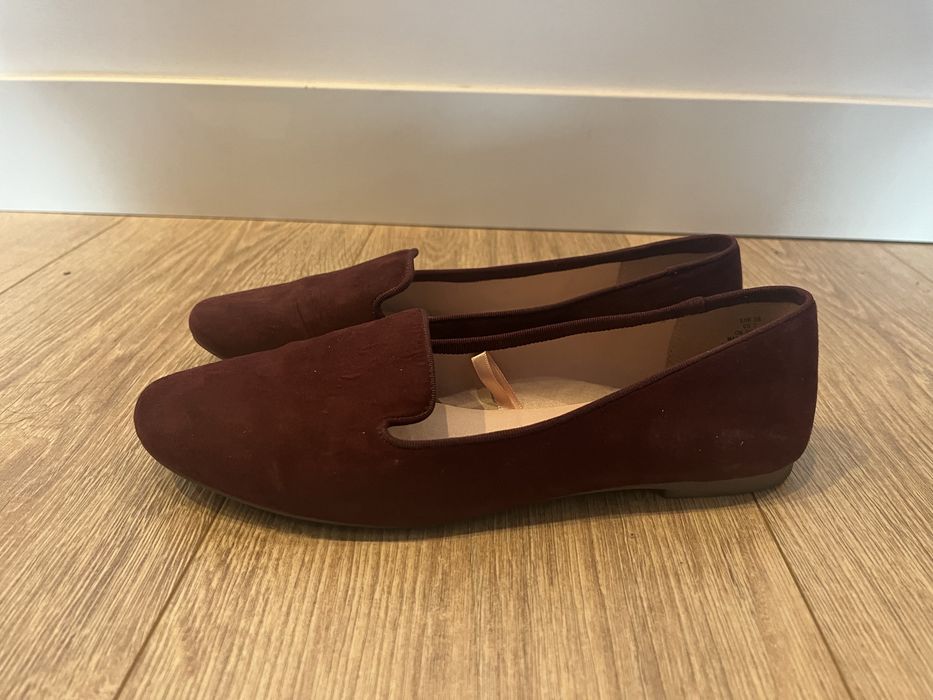 H&M mokasyny bordowe roz.38 baleriny