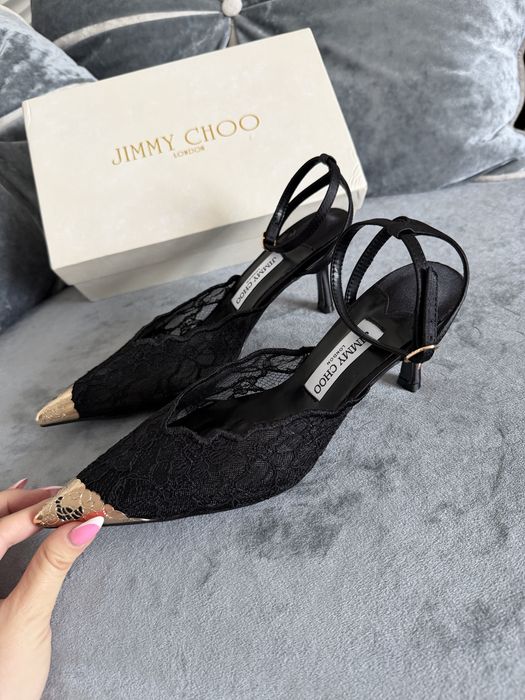 Женские черные туфли Jimmy Choo с кружевом