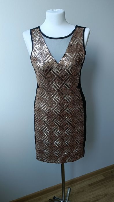 Sukienka damska elegancka cekiny mieniąca glamour na święta sylwestra