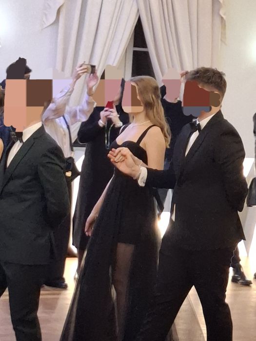 Czarna sukienka rozm. M tiul gorset balowa elegancka 18 studniówka