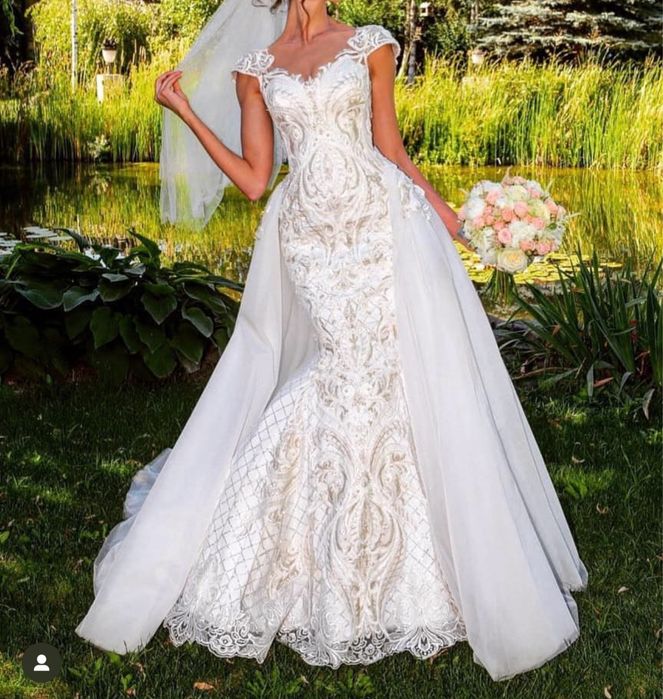 Ексклюзивна весільна сукня-трансформер (русалка зі шлейфом)