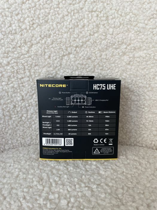 Nitecore HC75 UHE Потужний Налобний Ліхтар 3000 Lumen 5500 mAh (USB-C)