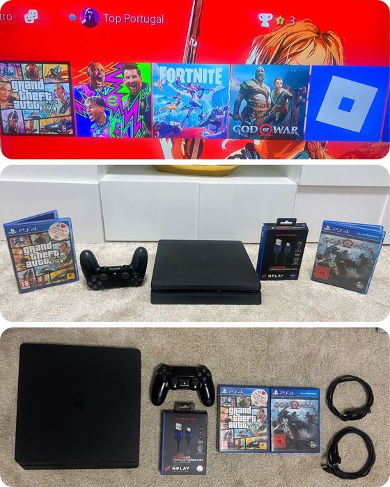 Playstation 4 Slim + Comando + Jogos ( impecavel )