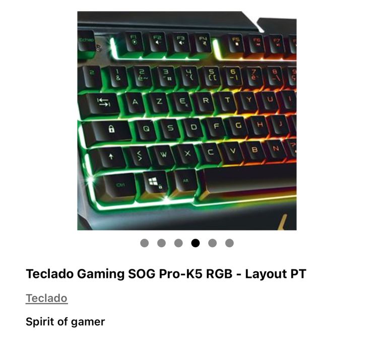 Teclado gaming  spirit of gamer pro K5 Novo