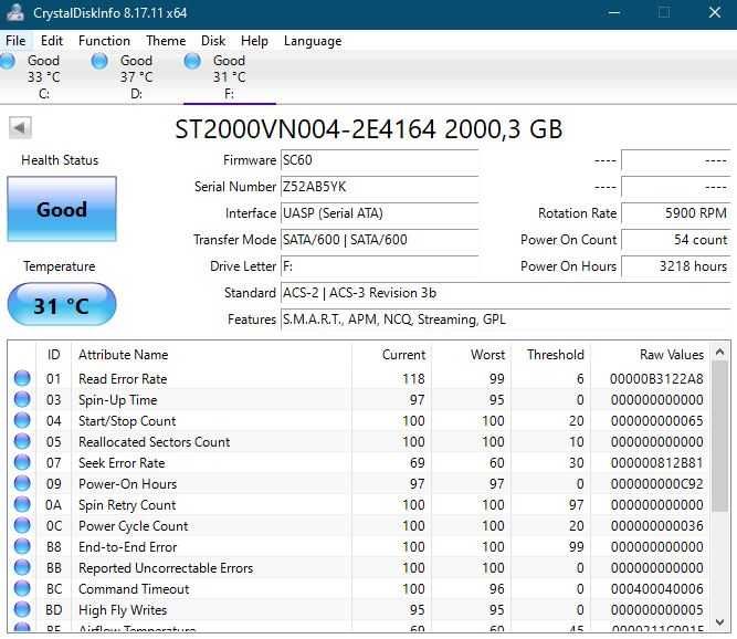 Жорсткий диск HDD Seagate Iron Wolf 2TB (ST2000VN004) 5900 RPM