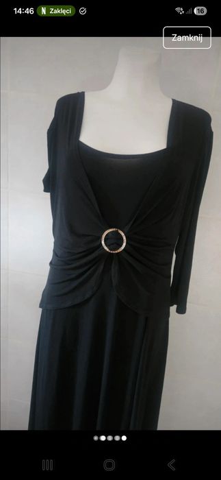 Sukienka s l fashion czarna klamra cekiny xl