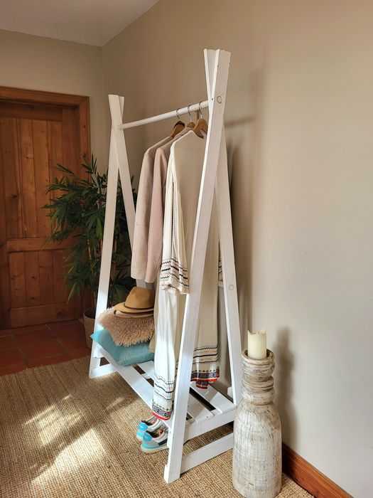 estante, cabide, charriot, bengaleiro, branco, rustico