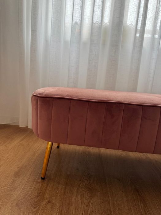 Banqueta veludo rosa