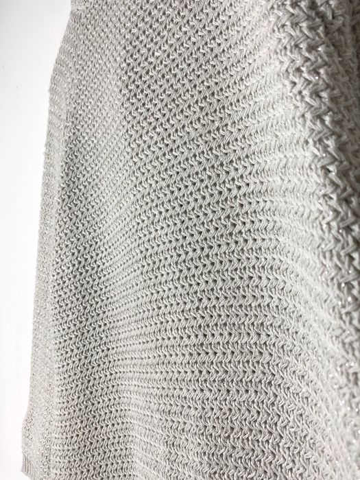 sweter szary srebrna nitka kimono kardigan z kieszeniami bawełna S 36