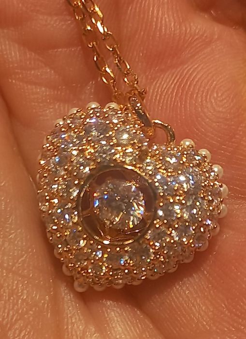 SWAROVSKI NOVO... colar... Coração, Branco, Lacado a rosa dourado