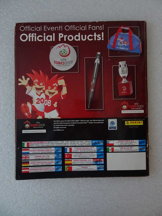 Caderneta de cromos de futebol Euro 2008 Panini (Faltam 60 cromos)