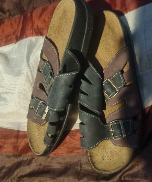 Klapki skórzane r. 47 męskie skóra sandały brązowe czarne