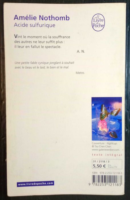 Livro Amélie Nothomb - Acid sulfurique