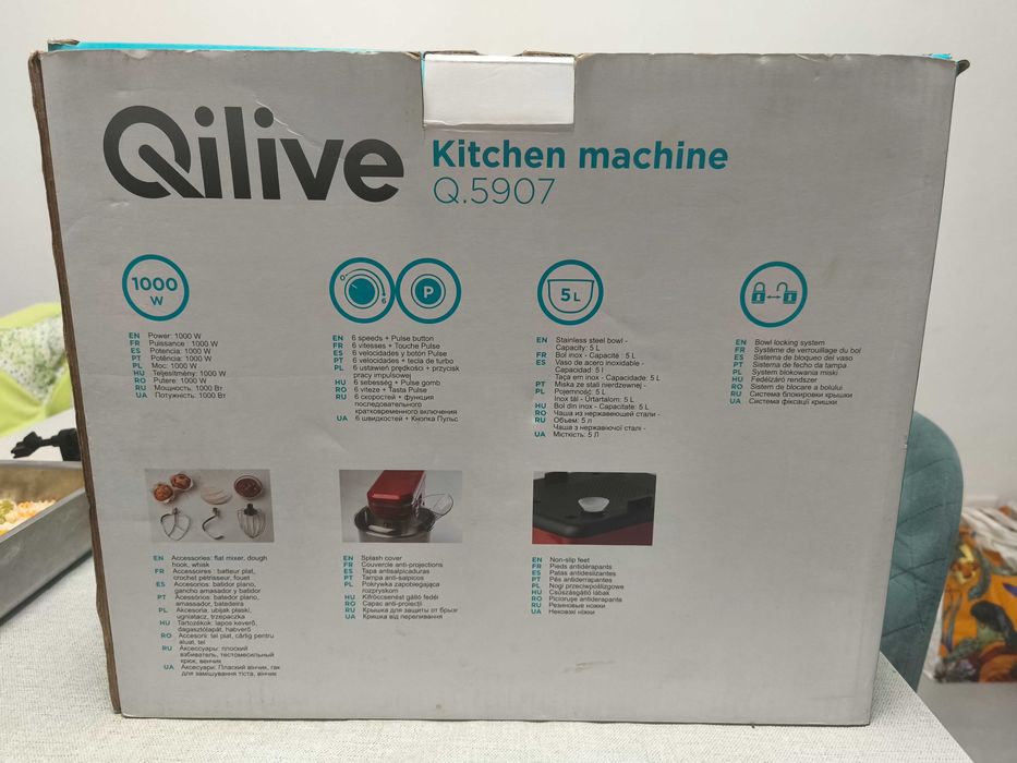 Batedeira eléctrica 5L vermelha