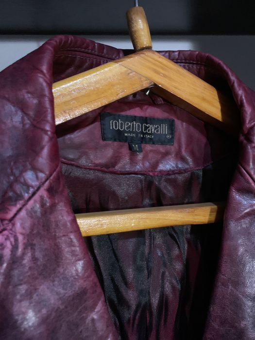 Винтажний шкіряний піджак roberto cavalli