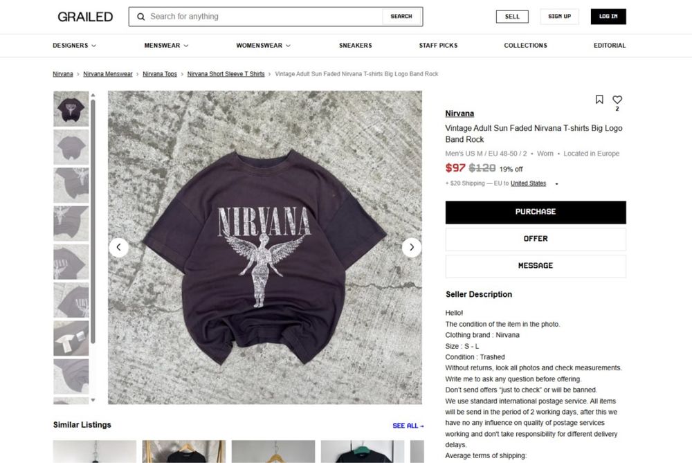 NIRVANA in utero tee erd type kurt cobain grunge punk opium viperr y2k