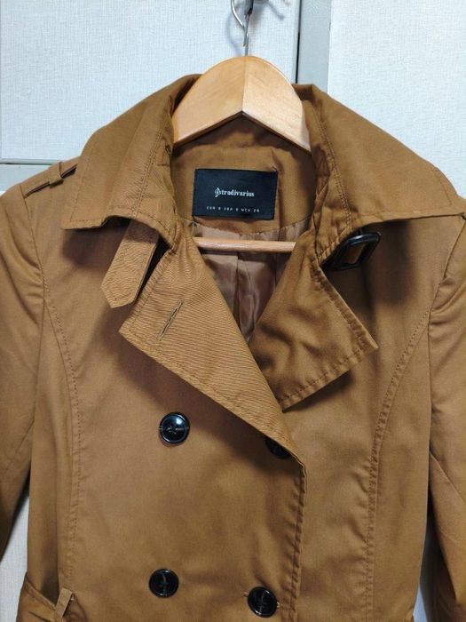Тренч пальто Stradivarius XS корічневе