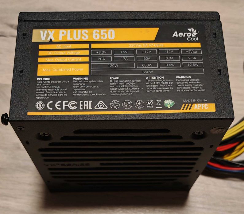 Zasilacz komputerowy Aerocool VX PLUS 650W 80+