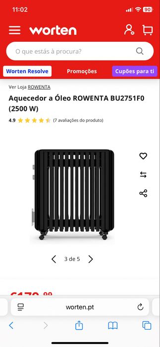 Aquecedor a óleo Rowenta