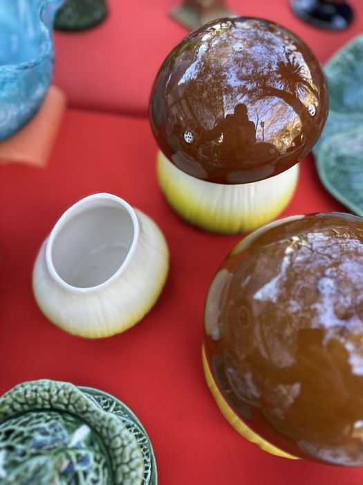 Cogumelos caixa em ceramica