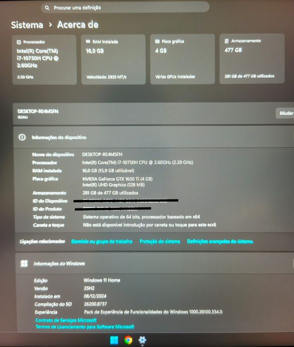 Portátil Gaming Lenovo Legion 5 15" FHD 144Hz | i7-10750H | 16GB RAM | GTX 1650 Ti | 512GB SSD