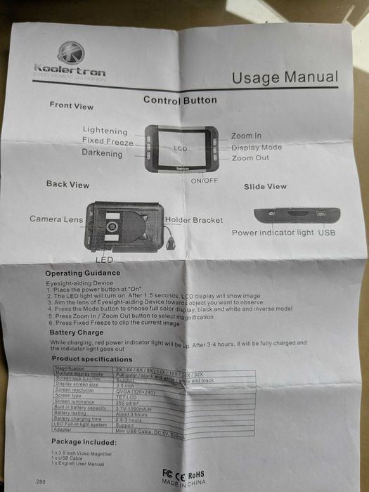 Lupa digital. Auxiliar de leitura portátil. Ampliação de 2x a 32 x.