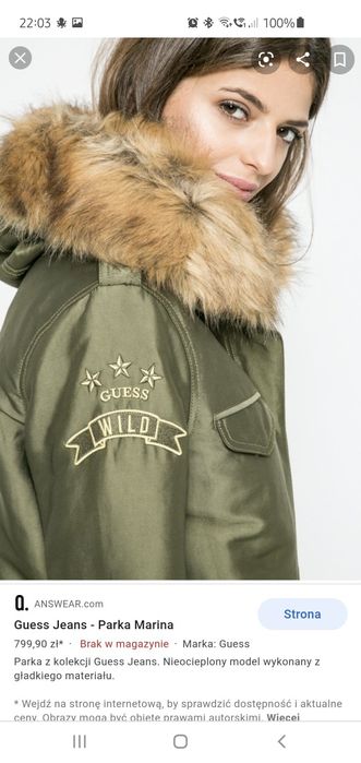 Śliczna kurtka Guess ,parka M