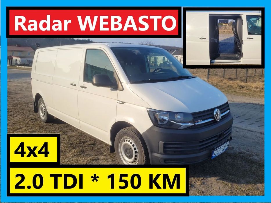 Volkswagen Transporter Długi L2 150KM 4-motion  Radar 2 x Drzwi boczne Hak 2.5T