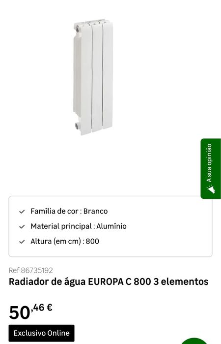 Radiador de água EUROPA C 800 3 elementos