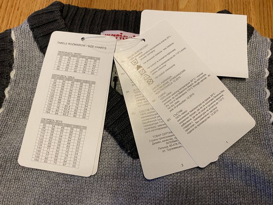 Kamizelka dzianinowa bezrękawnik 104 cm Mariquita nowy szary