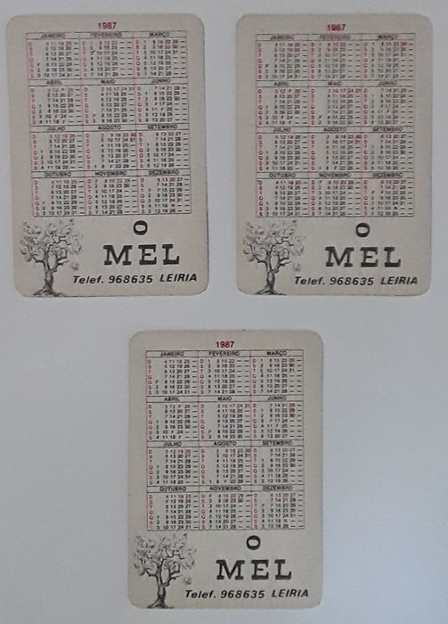 Calendários de bolso músicos / cantores, anos 80