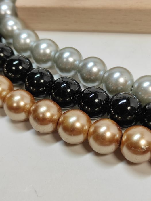 Комплект перлини намисто + сережки майорка зроблено під жемчуг ТЮСО