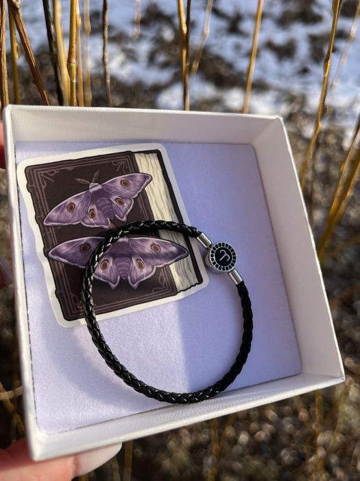 Браслет жіночий справжня шіра із знаком зодіаку.