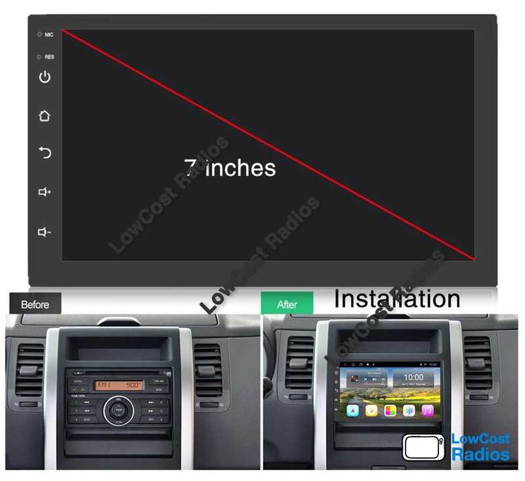 Rádio GPS 2DIN 7" Universal • ANDROID 15 • USB • Mãos livres • Ficha ISO | CARPLAY • ANDROID AUTO